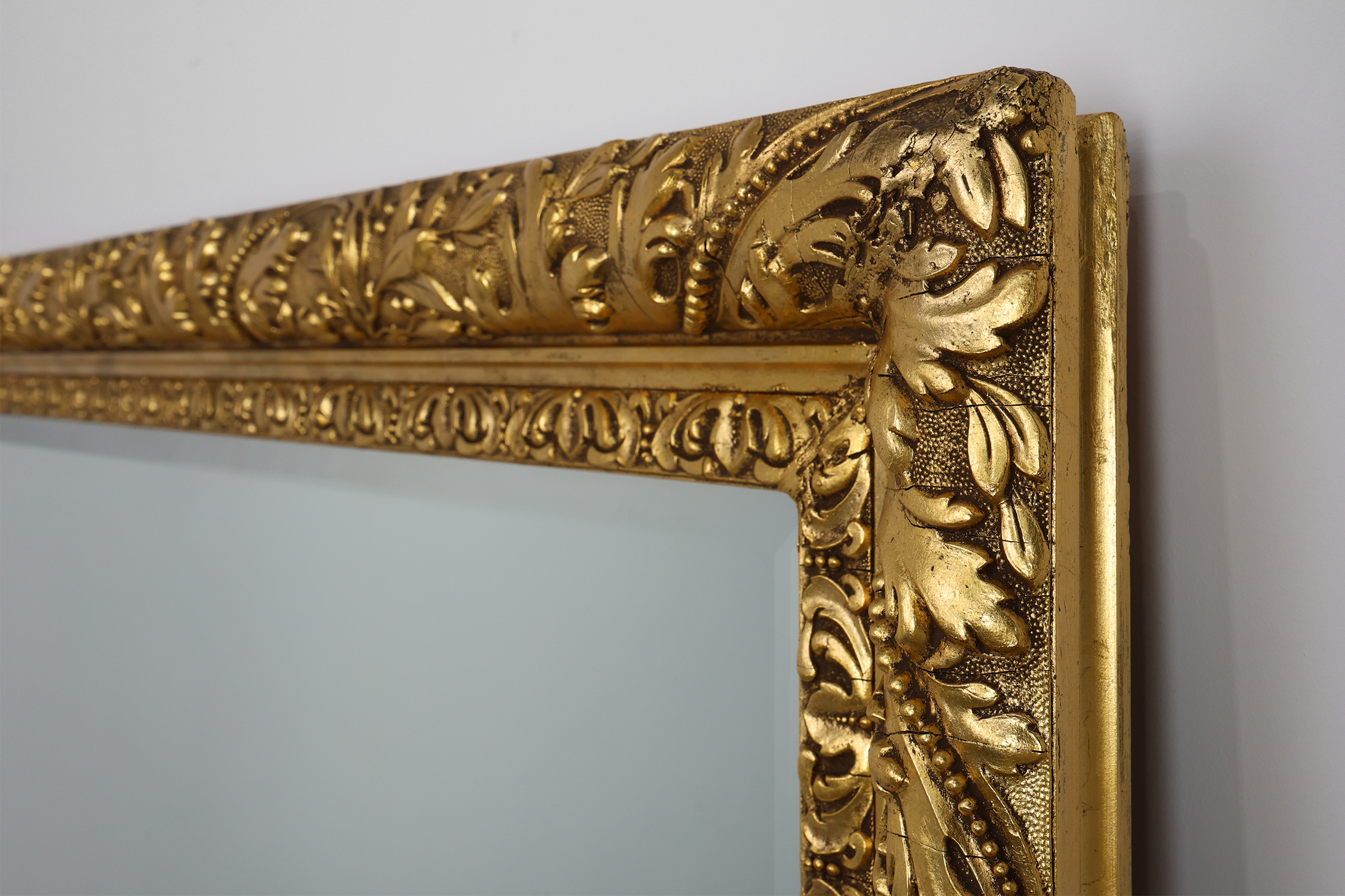 Large French Rustic Baroque Oak Wall Mirror, circa 1850thumbnail